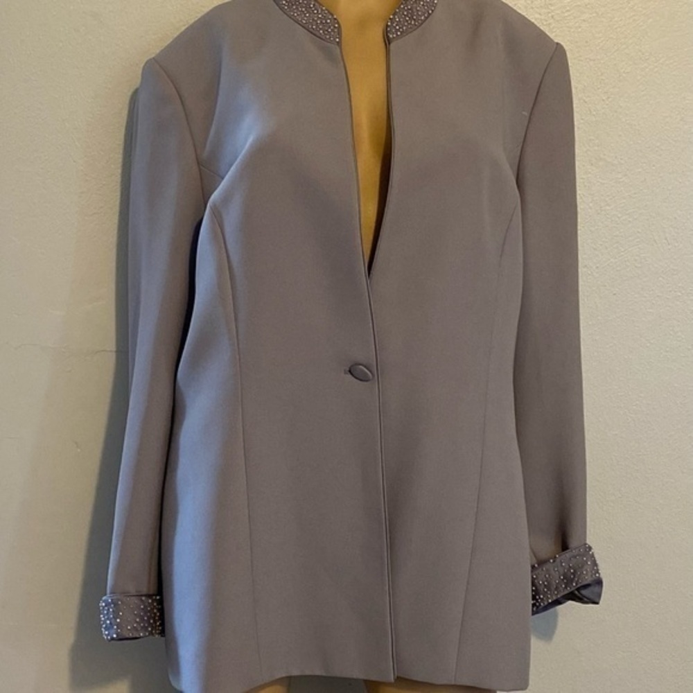 Kasper ASL gray beaded collar size 18 vintage blazer